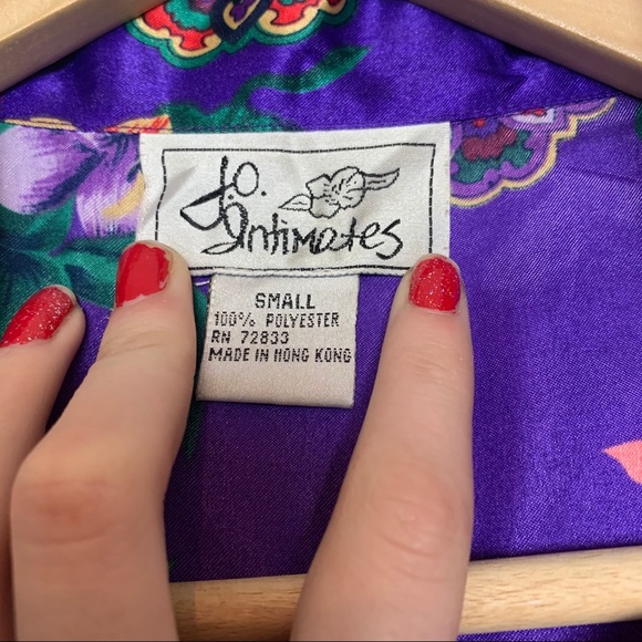 Vintage Purple Floral Button Long Line Jacket Blouse Women’s Size Small - Picture 5 of 9